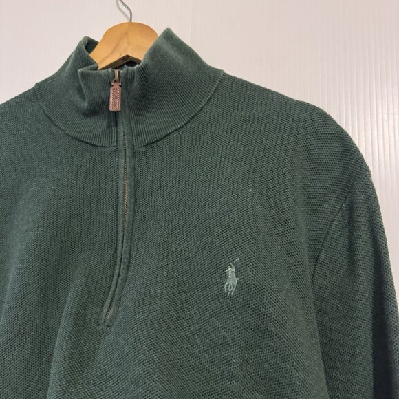 Polo Ralph Lauren Sweater Mens XXL Green 100% Pima Cotton 1/4 Zip Pullover - Picture 5 of 15